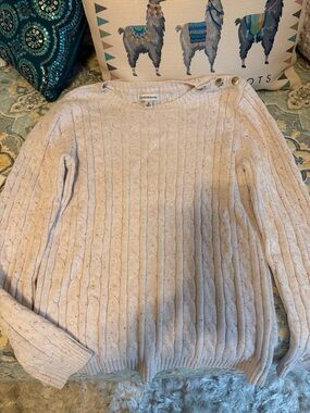 Croft & Barrow Cable Knit oatmeal  Button-Shoulder Sweater